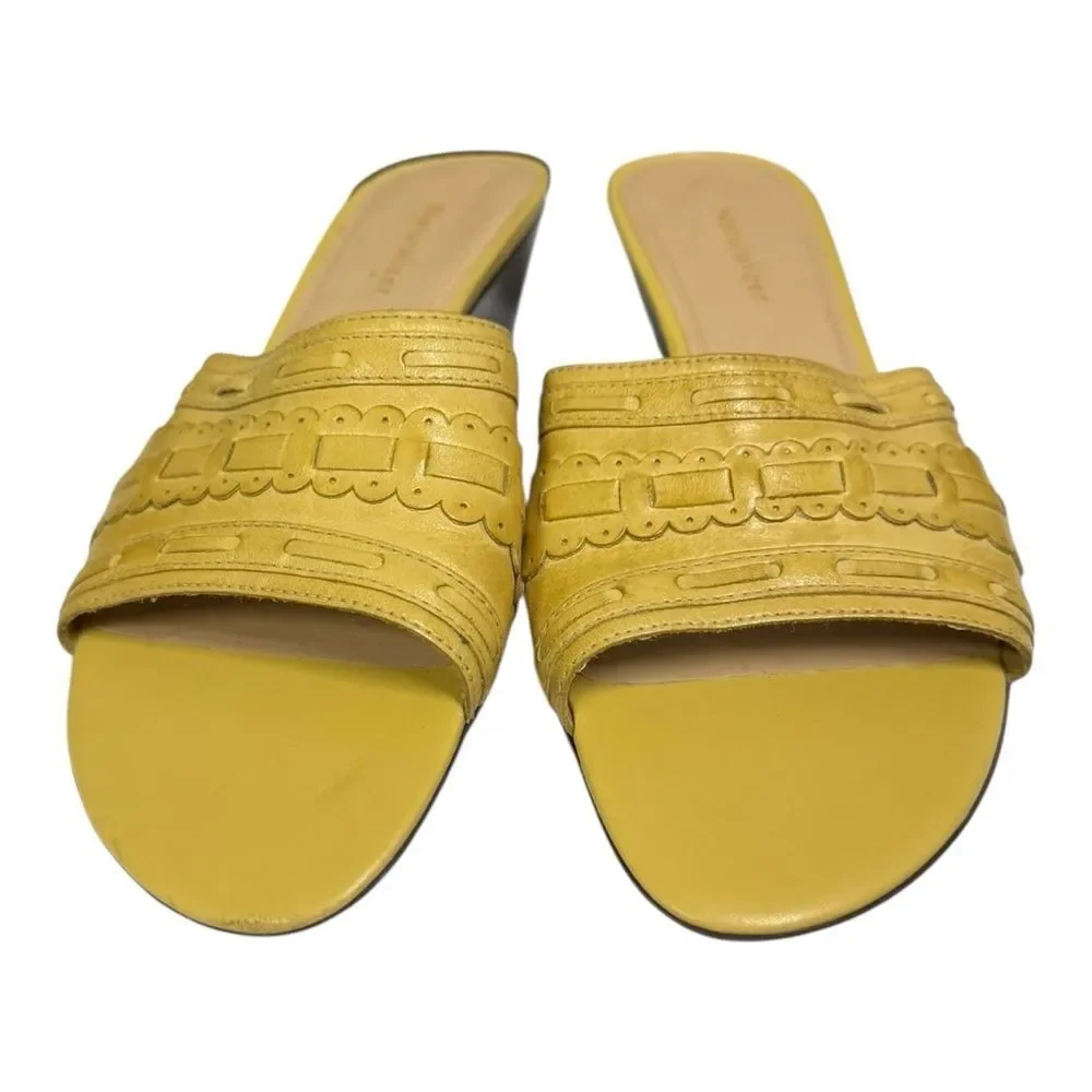 Naturalizer Women's Yellow Leather Slide Summer Sandals 8.5  8.5N